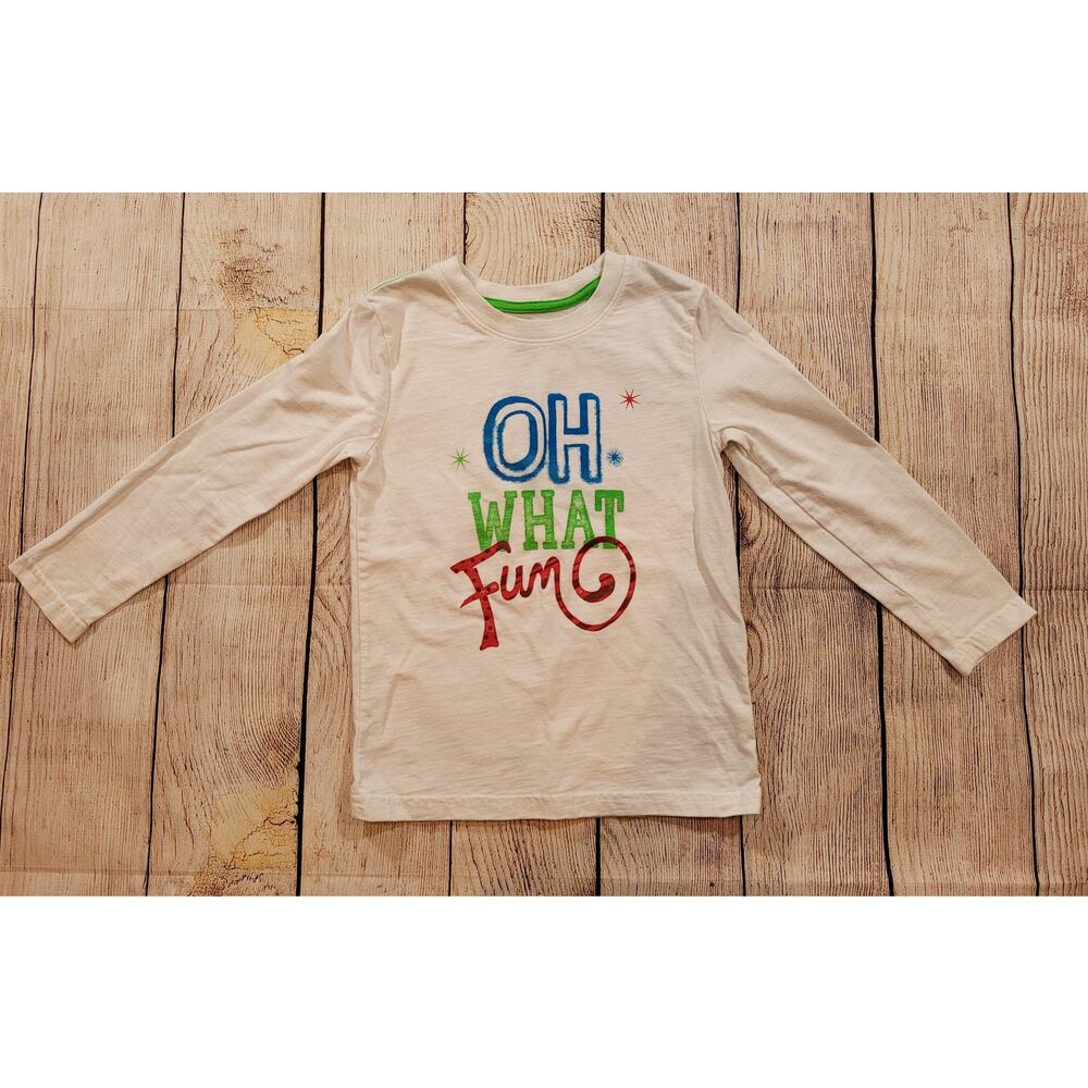 Boys 5T Kids Christmas Shirt Cat & Jack Brand Oh What Fun Holiday Long Sleeve